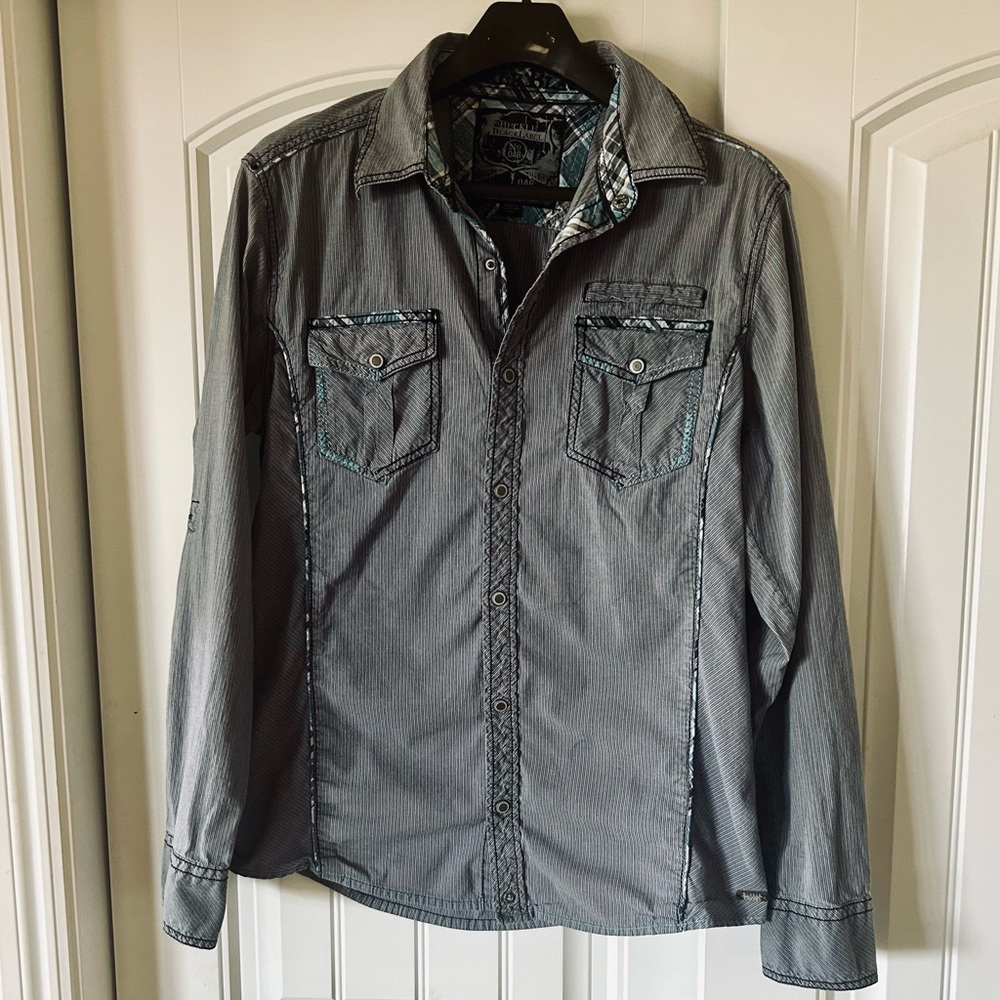 Buckle Black Label Gray Casual Button Down Shirt